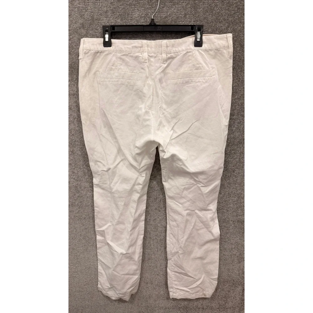 Banana Republic Womens Pants 14 White Cotton Linen Blend Straight Leg Utility